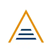 Logo de Yebra, con una figura geométrica que representa una pirámide invertida con tres líneas horizontales en el centro, sobre un fondo blanco.