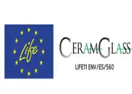 Logo de CeramGlass, proyecto europeo LIFE enfocado en la gestión sostenible de residuos cerámicos y vidrios.