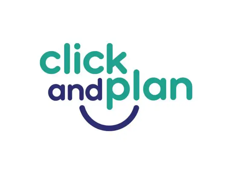 Logo de Click and Plan, aplicación móvil para reservar planes y actividades de ocio en grupo.